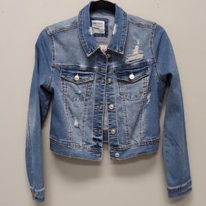 NWT Wax Jean Collection Distressed Denim Jacket Size Small